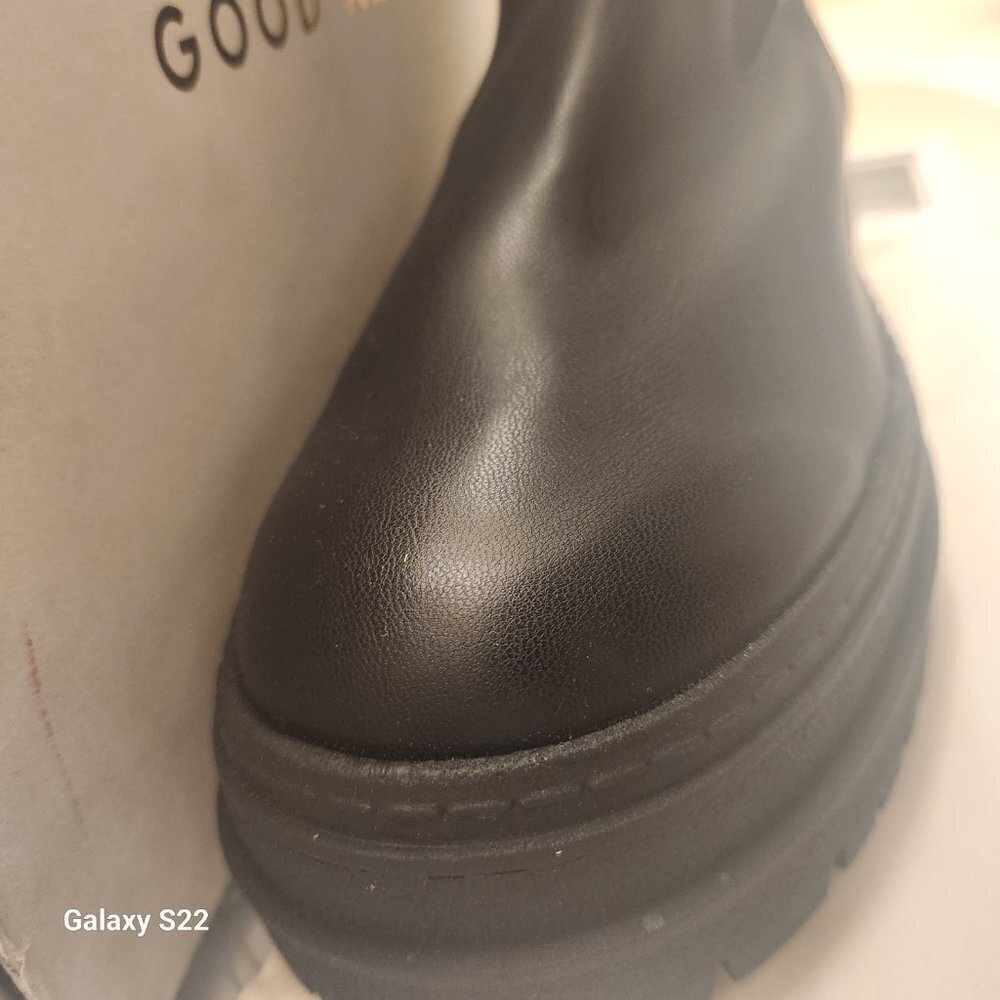 Good American Womens Booties Chunky Combat Black Leather Sz 7.5 NEW GAO36V-X - Picture 5 of 12